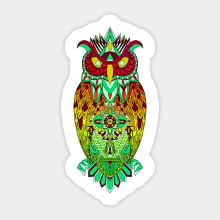 kawaii owl in mexican tribal totonac magical patterns art ecopop Sticker